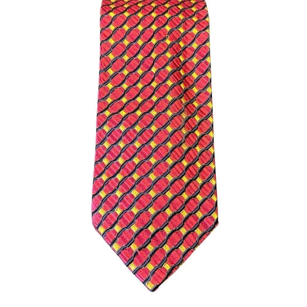 Ermenegildo Zegna Men’s Tie Silk Blend Geometric Multicolor Made In Italy VTG